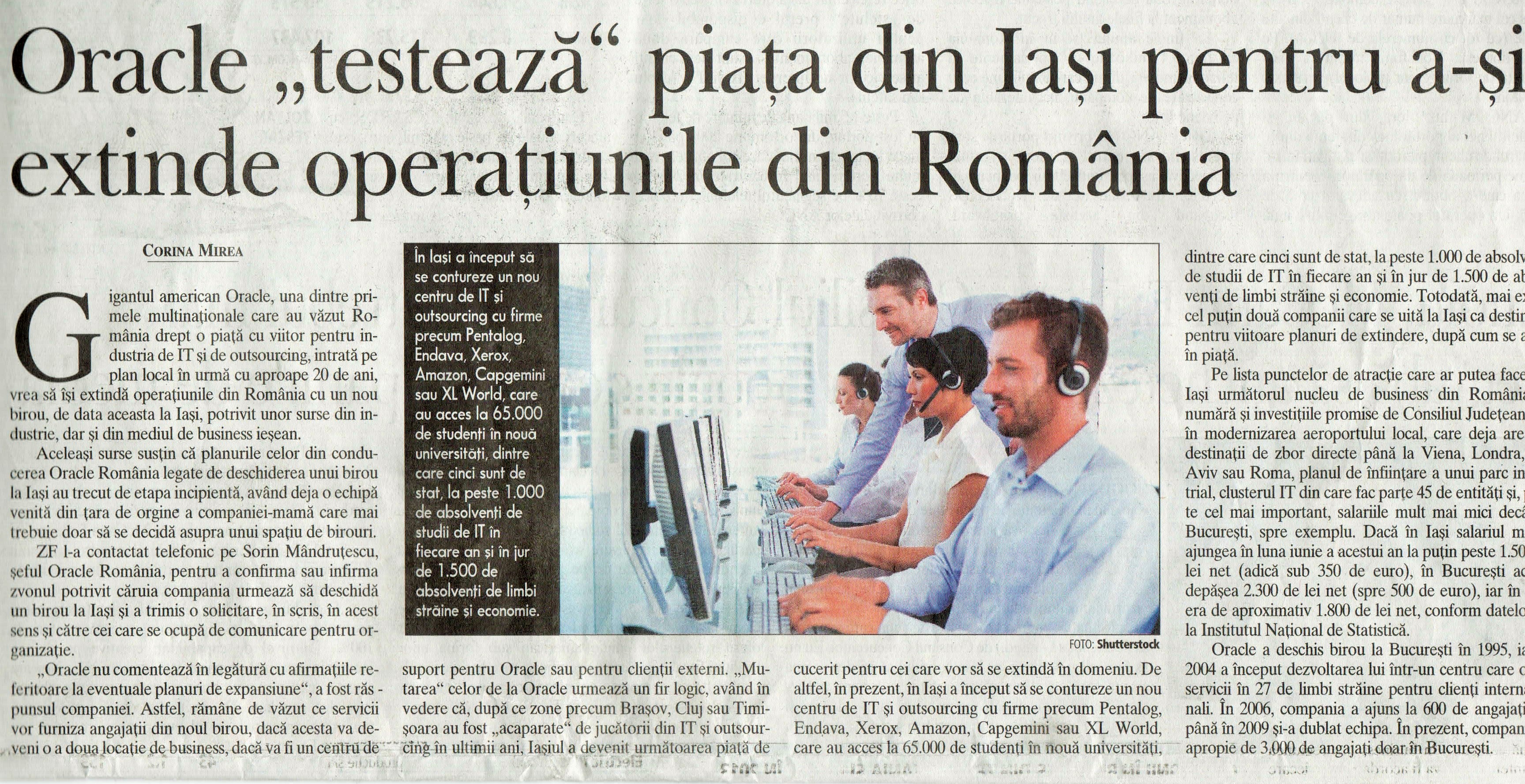 articol ZF despre Oracle in Iasi